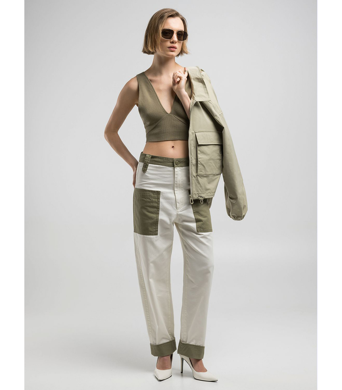 クロップド ニットトップ（セットアップモデル） 詳細画像 ライトミリタリー 3